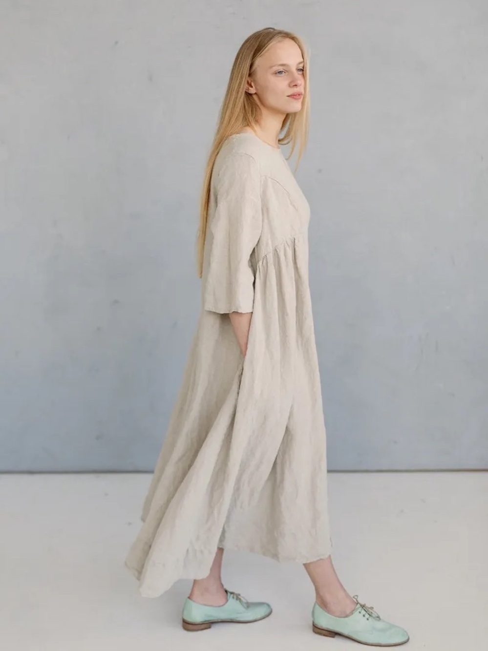 La Petite Alice Dress Leah with Bell Sleeves - Size XS Regular (Denim color)